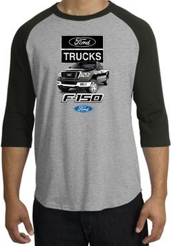 Ford Truck Raglan Shirt - F-150 Truck Adult Heather Grey/Black T-Shirt