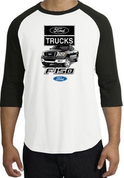 Ford Truck Raglan Shirt - F-150 Truck Adult White/Black T-Shirt