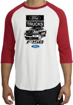 Ford Truck Raglan Shirt - F-150 Truck Adult White/Red T-Shirt