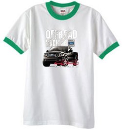 Ford Truck Ringer T-Shirt - F-150 4X4 Offroad Machine White/Green Tee