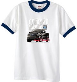 Ford Truck Ringer T-Shirt - F-150 4X4 Offroad Machine White/Navy Tee