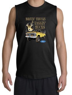 Ford Truck Shirt Driving and Tagging Bucks Black Muscle Shirt