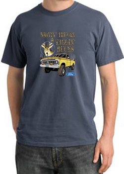 Ford Truck Shirt Driving and Tagging Bucks Pigment Dyed Scotland Blue