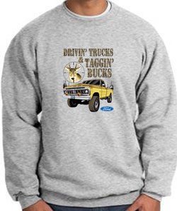 Ford Truck Sweatshirt Driving and Tagging Bucks Athletic Heather