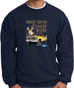 Ford Truck Sweatshirt Driving and Tagging Bucks Navy Sweat Shirt
