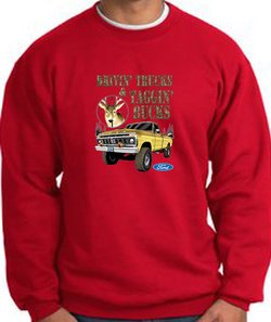 Ford Truck Sweatshirt Driving and Tagging Bucks Red Sweat Shirt