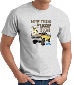 Ford Truck T-shirt - Driving and Tagging Bucks Adult Ash Tee Shirt