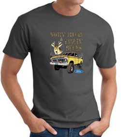 Ford Truck T-shirt Driving and Tagging Bucks Charcoal Tee Shirt