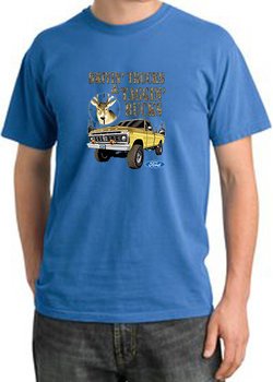 Ford Truck T-Shirt Driving and Tagging Bucks Pigment Dyed Medium Blue