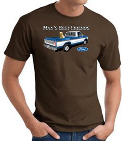 Ford Truck T-Shirt - Man's Best Friend Adult Brown Tee Shirt