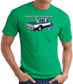 Ford Truck T-Shirt - Man's Best Friend Adult Kelly Green Tee Shirt