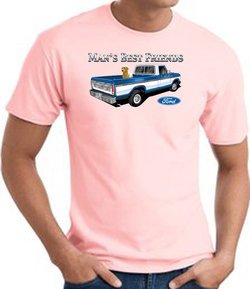 Ford Truck T-Shirt - Man's Best Friend Adult Pink Tee Shirt