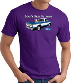 Ford Truck T-Shirt - Man's Best Friend Adult Purple Tee Shirt