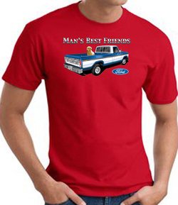 Ford Truck T-Shirt - Man's Best Friend Adult Red Tee Shirt