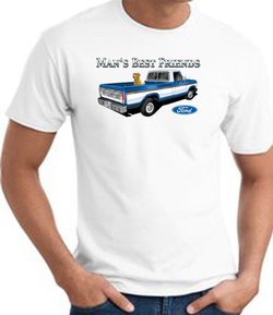 Ford Truck T-Shirt - Man's Best Friend Adult White Tee Shirt