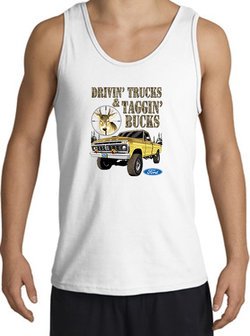 Ford Truck Tank Top - Driving and Tagging Bucks Adult White Tanktop