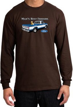 Ford Trucks Long Sleeve Shirt - Man's Best Friend Adult Brown T-Shirt