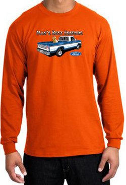 Ford Trucks Long Sleeve Shirt - Man's Best Friend Adult Orange T-Shirt