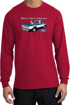 Ford Trucks Long Sleeve Shirt - Man's Best Friend Adult Red T-Shirt