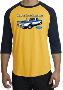 Ford Trucks Raglan Shirt - Man's Best Friend Adult Gold/Navy T-Shirt