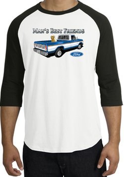 Ford Trucks Raglan Shirt - Man's Best Friend Adult White/Black T-Shirt