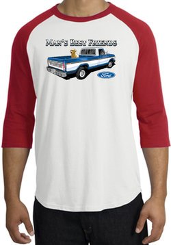 Ford Trucks Raglan Shirt - Man's Best Friend Adult White/Red T-Shirt