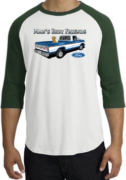 Ford Trucks Shirt Mans Best Friend Raglan Shirt White/Forest