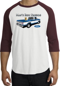 Ford Trucks Shirt Mans Best Friend Raglan Shirt White/Maroon