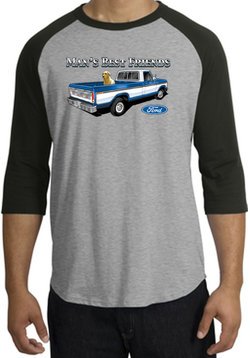 Ford Trucks Shirt Mans Best Friend Raglan Tee Heather Grey/Black