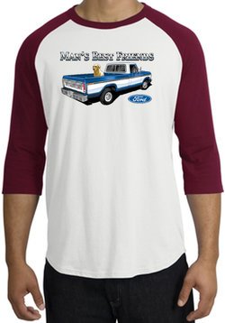 Ford Trucks Shirt Mans Best Friend Raglan Tee White/Cardinal
