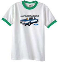 Ford Trucks Shirt Mans Best Friend Ringer Tee White/Kelly Green