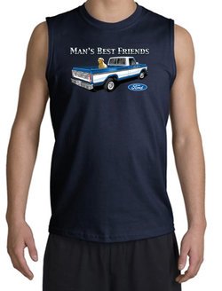 Ford Trucks Shooter Shirt - Man's Best Friend Adult Navy Muscle Shirt