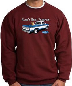 Ford Trucks Sweatshirt - Man's Best Friend Adult Maroon Sweat Shirt