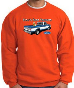Ford Trucks Sweatshirt - Man's Best Friend Adult Orange Sweat Shirt