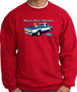Ford Trucks Sweatshirt - Man's Best Friend Adult Red Sweat Shirt