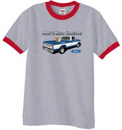 Ford Trucks T-Shirt Mans Best Friend Ringer Tee Heather Grey/Red