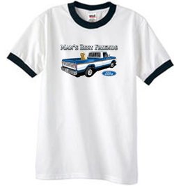 Ford Trucks T-Shirt Mans Best Friend Ringer Tee White/Black
