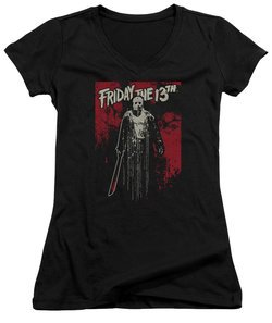Friday the 13th Juniors V Neck Shirt Death Curse Black T-Shirt