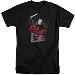 Friday the 13th Shirt Jason Attacks Cabin Tall Black T-Shirt