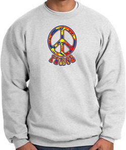 Funky 70s Peace World Peace Sign Symbol Adult Sweatshirt - Ash