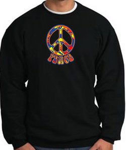 Funky 70s Peace World Peace Sign Symbol Adult Sweatshirt - Black