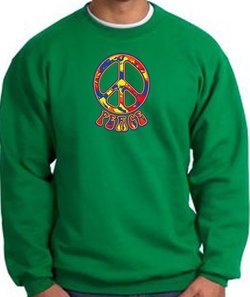 Funky 70s Peace World Peace Sign Symbol Adult Sweatshirt - Kelly Green