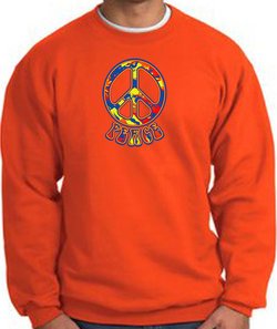 Funky 70s Peace World Peace Sign Symbol Adult Sweatshirt - Orange