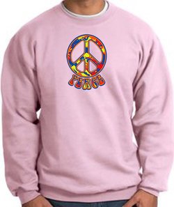 Funky 70s Peace World Peace Sign Symbol Adult Sweatshirt - Pink