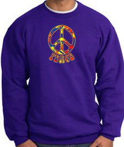 Funky 70s Peace World Peace Sign Symbol Adult Sweatshirt - Purple