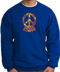 Funky 70s Peace World Peace Sign Symbol Adult Sweatshirt - Royal