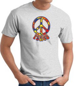Funky 70s Peace World Peace Sign Symbol Adult T-shirt - Ash