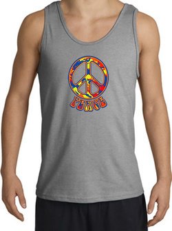Funky 70s Peace World Peace Sign Symbol Adult Tanktop - Sports Grey