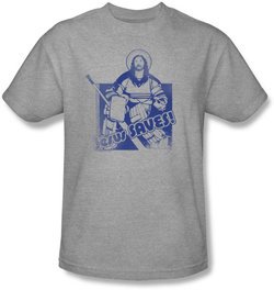 Funny Hockey T-shirt - Jesus Saves Goalie Adult Gray T-shirt