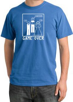 Game Over Ceremony Pigment Dyed Medium Blue T-shirt - White Print
